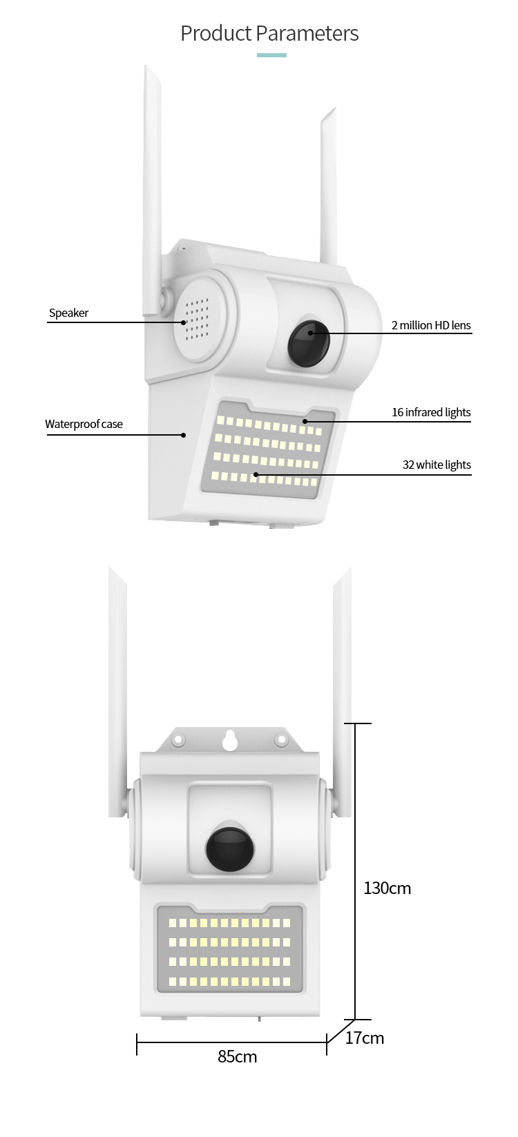 1080P Outdoor WiFi IP Camera Wireless 48 LED Light IR Audio Video IP66 Waterproof Home Garden CCTV Security Courtyard Monitoring